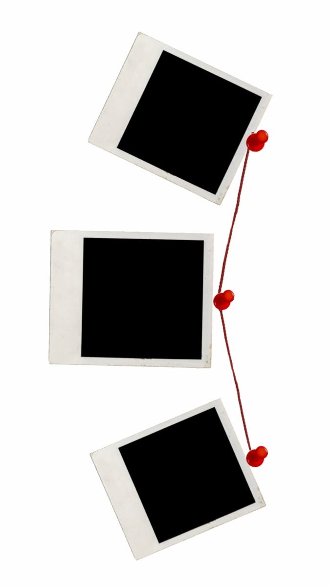 Three polaroids on a red string