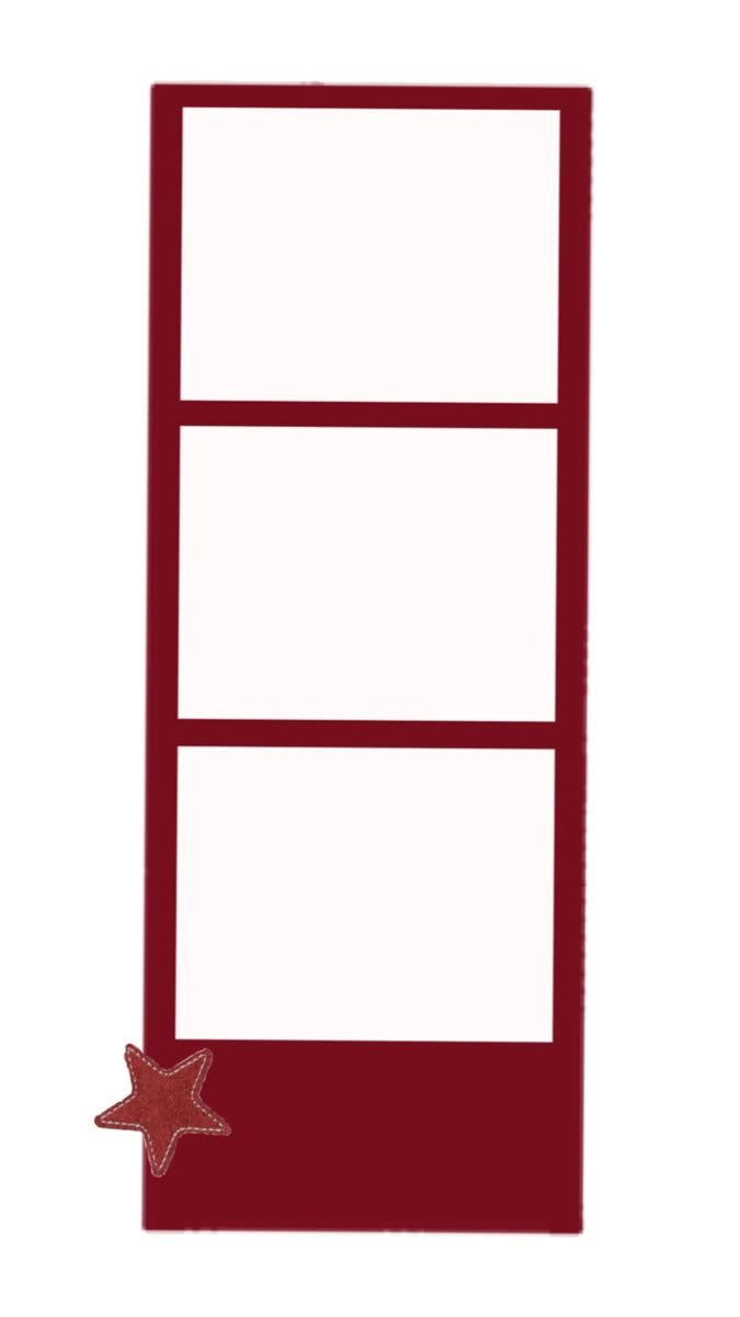 Maroon strip with three photo slots